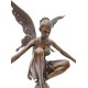 Large bronze fairy on sphere - Seated fairy - Magic sculpture