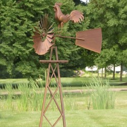 8ft. Tall Large Iron Windmill Stand with Rooster
