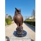 Bronze owl on marble base - Owl sculpture - Bronze owl
