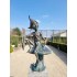 Extra large garden pixie - Bronze garden art - Bronze garden gnome on mushroom