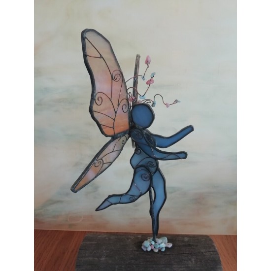 Stained Glass Fairy Sculpture with crystals set of 3