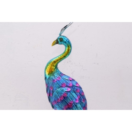 LARGE Iron Colorful Peacock  - Nice Detail and Beautiful Colours - Amazing Metal Statue for Garden