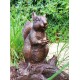 Bronze sculpture of a squirrel  on a stump - Garden decor - Bronze porch decor