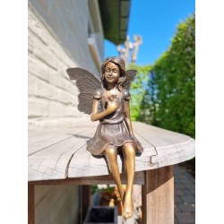 Lovely little garden fairy - Bronze figurine - Home and garden ornaments