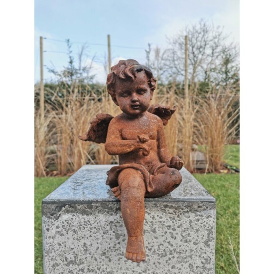 Antique garden sculpture of an Angel (boy) - Sitting model