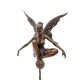 Large bronze fairy on sphere - Seated fairy - Magic sculpture