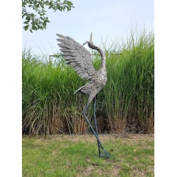 60" Extra Large Metal Heron Statue