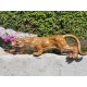 Amazing sculpture of a crawling panther - Colored cast iron