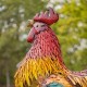 66.5" Colorful Iron Rooster Statue