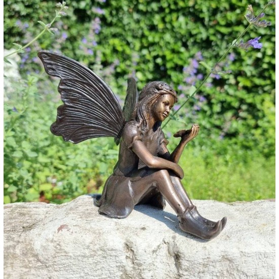 Bronze garden fairy - little bronze elf - Bronze fairy - Gift figures