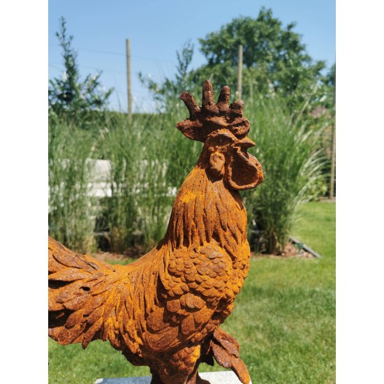 Large Cast iron rooster - Garden statue - Cast iron garden sculptures