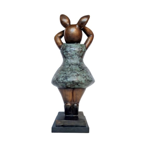 Large Bronze Pig - Dressed Standing Pig - Dancing Pig - Cute Female Pig