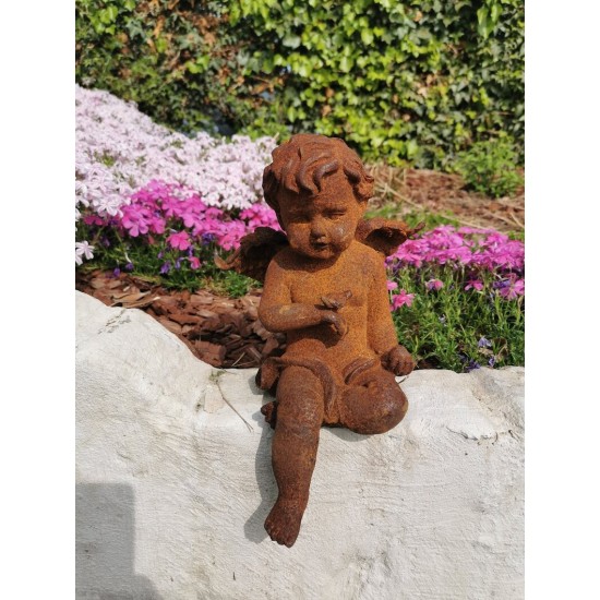 Antique garden sculpture of an Angel (boy) - Sitting model