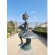 Extra large garden pixie - Bronze garden art - Bronze garden gnome on mushroom