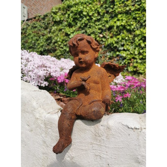 Antique garden sculpture of an Angel (boy) - Sitting model