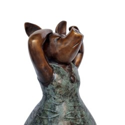 Large Bronze Pig - Dressed Standing Pig - Dancing Pig - Cute Female Pig