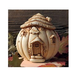 Fairy Garden Pumpkin Palace Plaque, Fairy Pumpkin House Stone Sculpture, Free-Standing Pumpkin Plaque with Hook For Hanging, Pumpkin Art