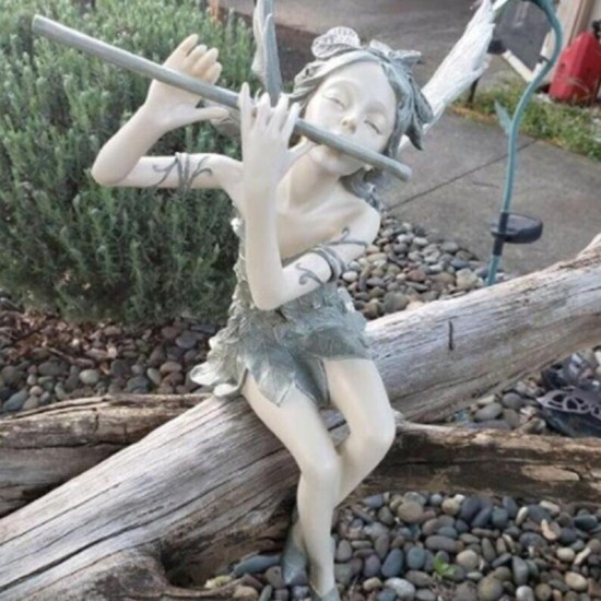 Flute Fairy Flower Fairy Statue Garden Decoration Angel Wing Resin Craft Decoration