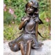 Gracefull Bronze fairy - Windowsill fairy - Sitting pixie with butterflly - Forest fairy - Angel figurines