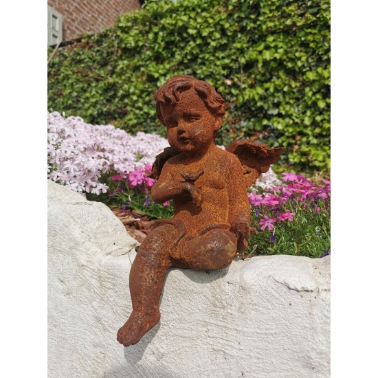 Antique garden sculpture of an Angel (boy) - Sitting model