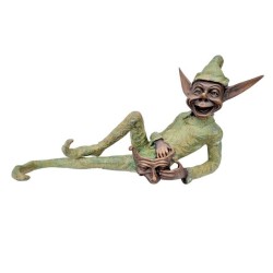 Extra large garden pixie - Bronze lawn art - Bronze garden gnome
