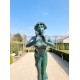 Large bronze angel - Bronze garden sculpture - Fairy with flute