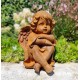 Pair of seated angels in cast iron - garden decoration - Angels