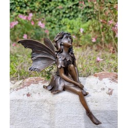 Bronze fairy - Windowsill fairy - Sitting pixie of the forest - Forest fairy - Angel figurines