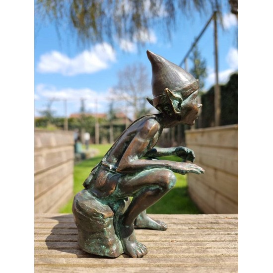 Bronze Pixie - Bronze gnome - Bronze fairy figure - Bronze art