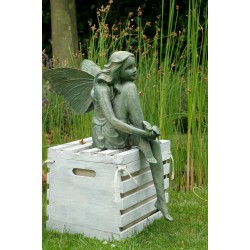 Bronze Garden Sculpture of a Winged Fairy with Butterfly on Hand Bronze Nymph Sculpture Garden Art Statue Outdoor Bronze Fairy Statue  Deco