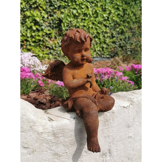 Antique garden sculpture of an Angel (boy) - Sitting model
