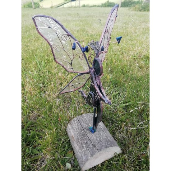 Stained Glass Fairy Sculpture with crystals set of 3