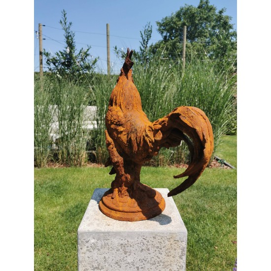 Large Cast iron rooster - Garden statue - Cast iron garden sculptures
