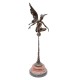 Large bronze fairy on sphere - Seated fairy - Magic sculpture