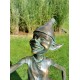 Extra large garden pixie - Bronze fountain - Bronze garden gnome