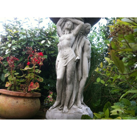 Stunning Stone Three Graces Garden Bird Bath