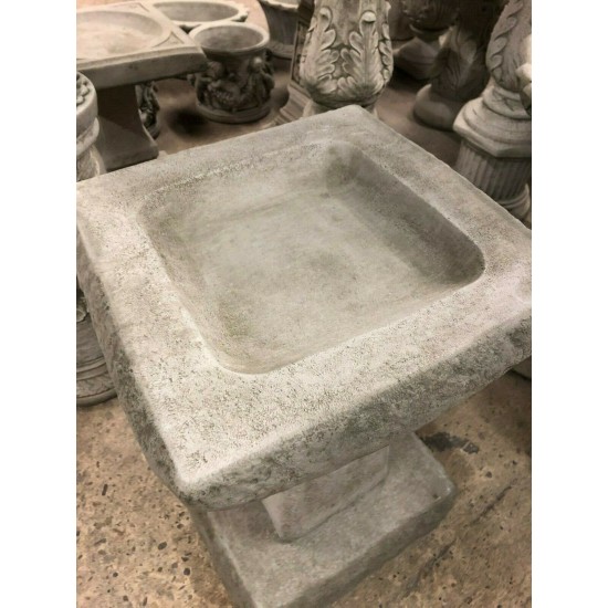Stunning Stone Chunky Square Garden Bird Bath