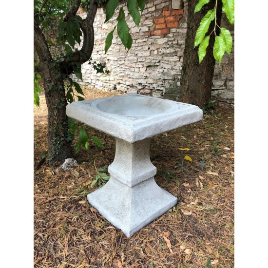 Stunning Stone Square Shaped Sculpture Garden Bird Bath