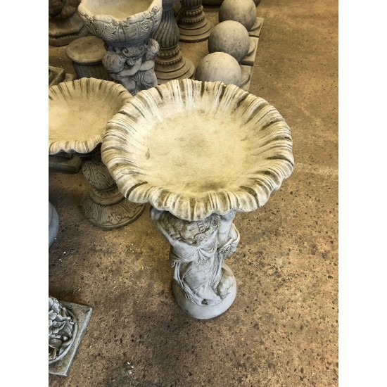 Stunning Stone Twin Cherub Garden Bird Bath