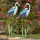 Assorted Blue and White Iron Herons with Cattails