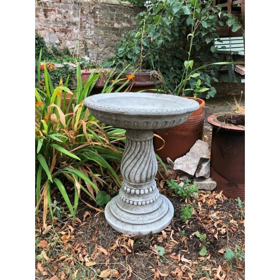 Stunning Stone Twist Base Design Garden Bird Bath