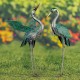 44.5"Serenity in Flight" Metallic Iron Heron Garden Statues (Pair)