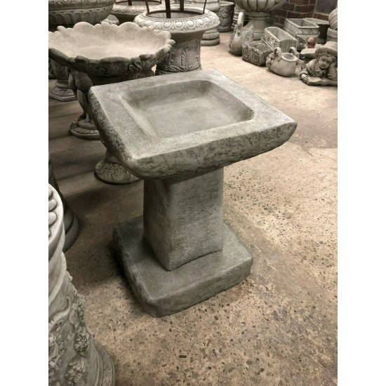 Stunning Stone Chunky Square Garden Bird Bath