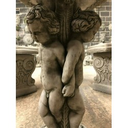 Stunning Stone Three Cherub Garden Bird Bath