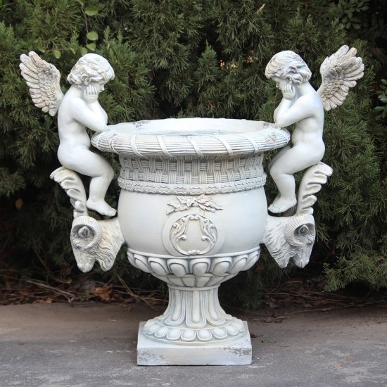 "Amorini" Cherub-Decorated Magnesium Urn