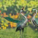 44.5"Serenity in Flight" Metallic Iron Heron Garden Statues (Pair)