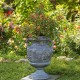 31 Inch Tall Urn Style Flower Planter in Antique Gray