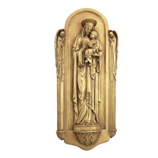 Ornate Madonna And Child Wall Sculpture