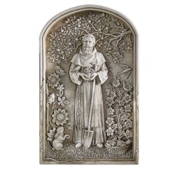 Saint Fiacre Wall Plaque   St Fiacre Gardener and Healer