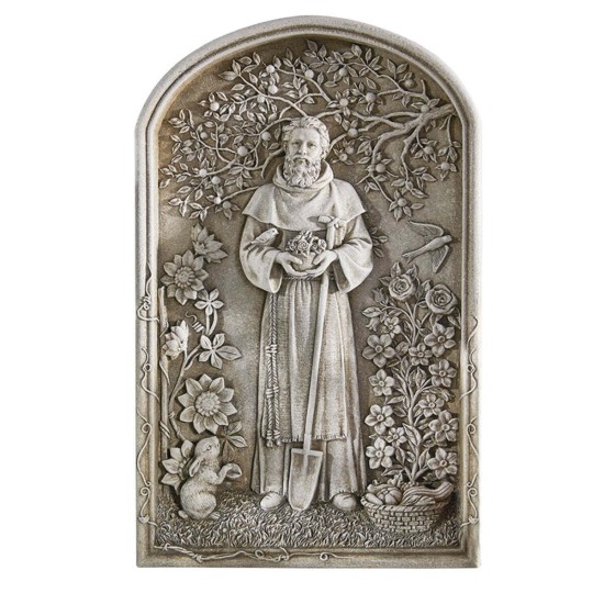 Saint Fiacre Wall Plaque   St Fiacre Gardener and Healer
